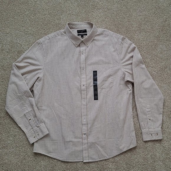 Banana Republic Tan Striped Casual Button-Down Shirt XL - Picture 1 of 3